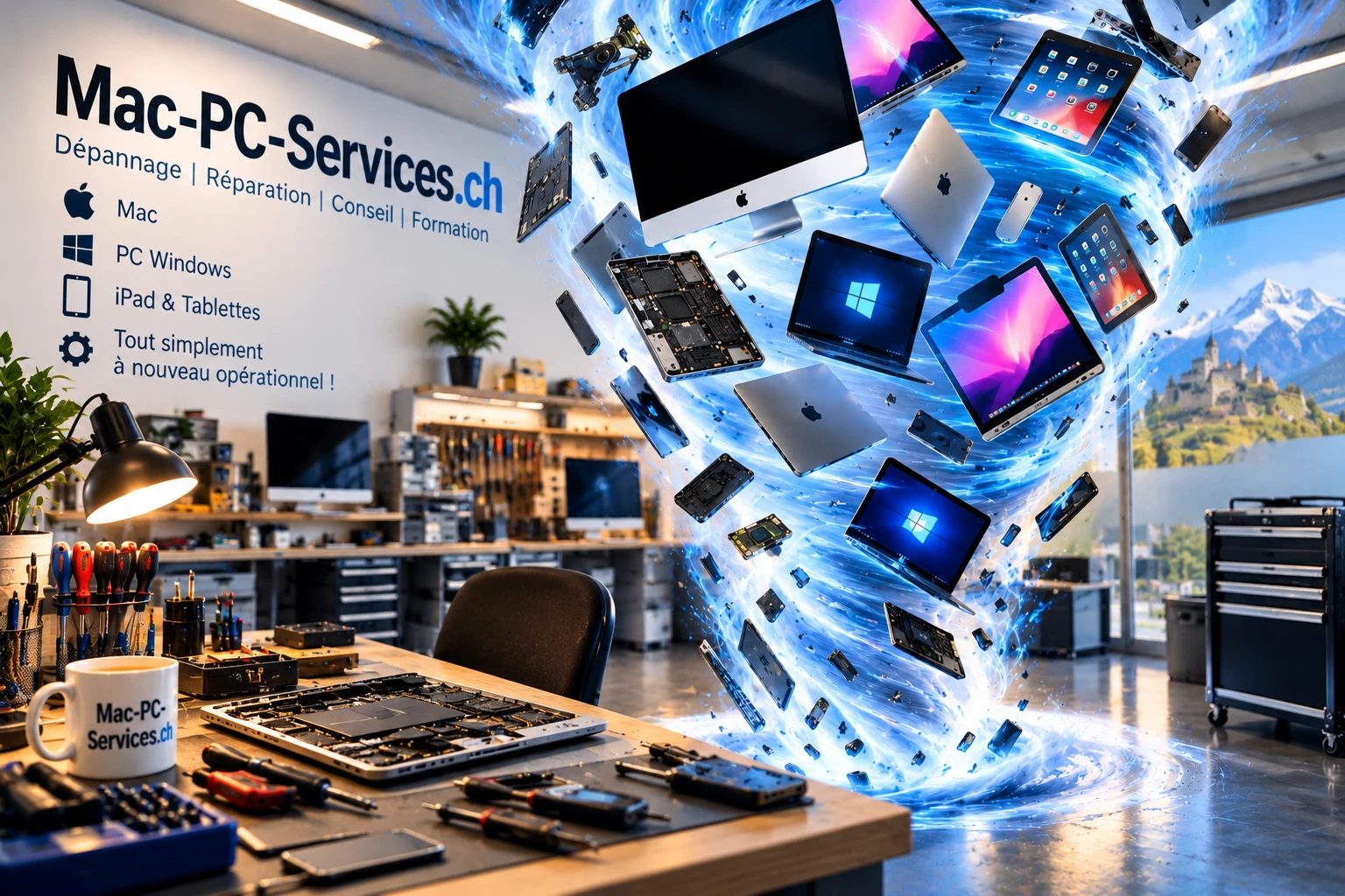 Atelier Mac-PC-Services : dépannage, réparation, conseil et formation pour Mac, PC Windows, iPad et tablettes