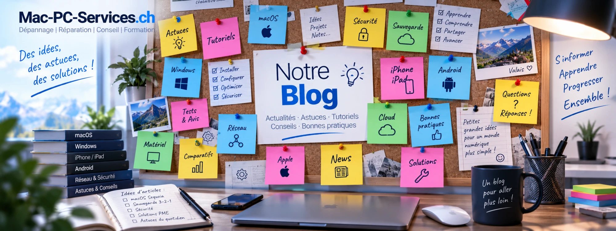 Notre blog Mac-PC-Services : actualités, astuces, tutoriels, conseils et bonnes pratiques sur macOS, Windows, iPhone, iPad, Android, réseau et sécurité.